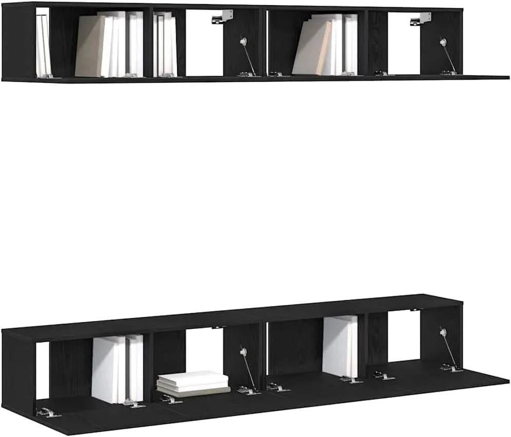 Zestaw szafek RTV 4 pcs Czarny Dąb 100 x 30: z półkami, 4 pièces, 100 × 30 × 30 cm, z półkami