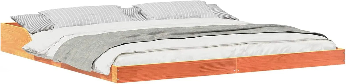Rama łóżka i konstrukcja łóżka woskowobrązowa z litego drewna sosnowego 200 x 210 — z drewna, 200 × 210 cm