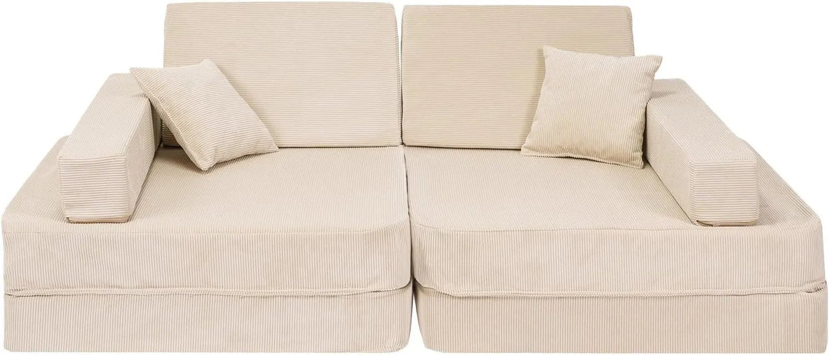 Sofa – ze sztruksu, tapicerka aksamitna, beżowy
