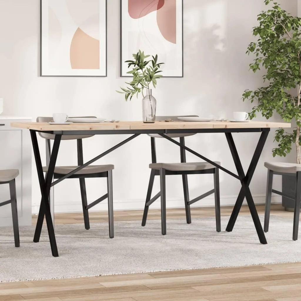 Stół do jadalni ze stelażem X 160 x 80 x – z drewna, ze stali, 160 × 80 × 75, 5 cm
