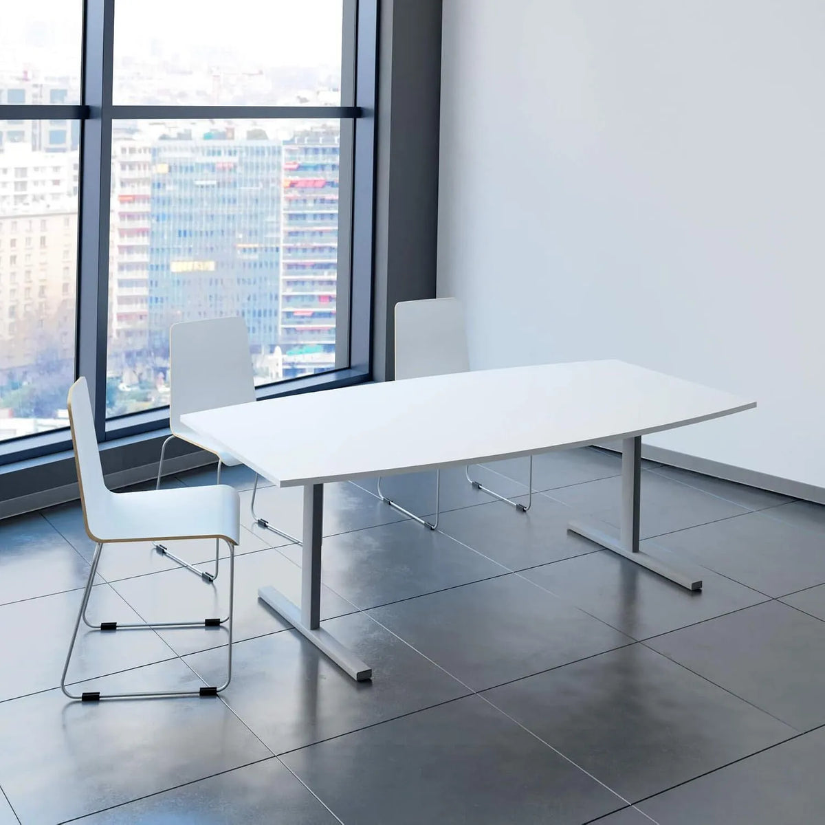 Weber Büroleben GmbH Easy stół konferencyjny w kształcie łódki 200 x — 200 × 100 cm, biały