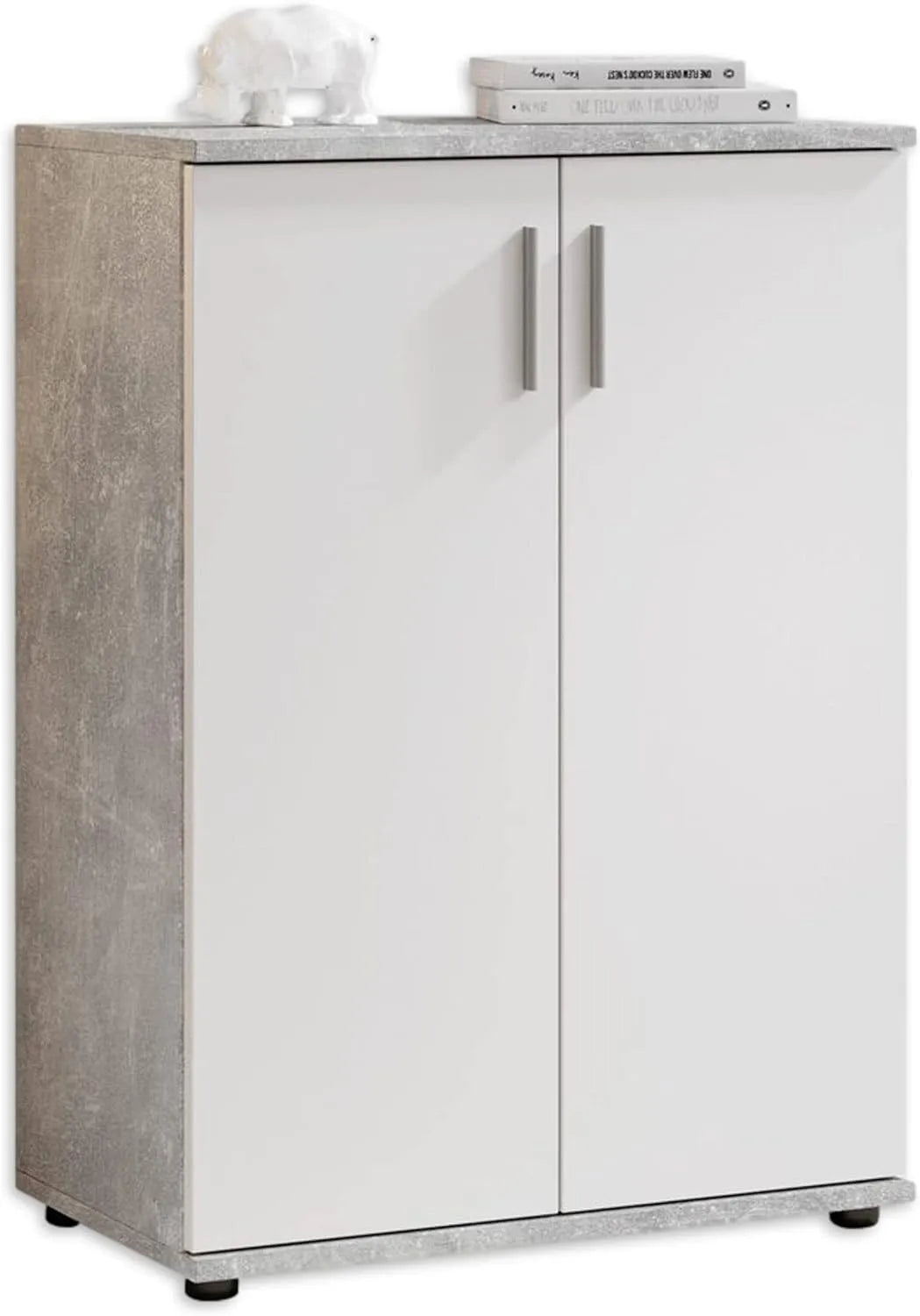 Stella Trading BOBBY Komoda i szafka do przechowywania o wyglądzie betonu – 60 × 82 × 35 cm, biały