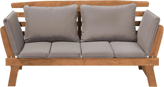 Sofa ogrodowa i sofa wypoczynkowa na taras — z podłokietnikami, regulowana konstrukcja, 2-osobowa, beżowy