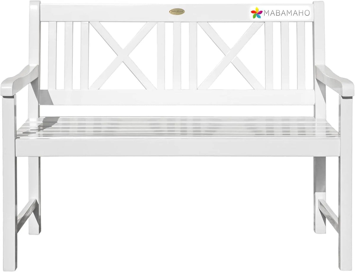 Garden Pleasure Ławka w stylu wiejskim Lübeck – z drewna, 2-osobowa, 120 cm, biały