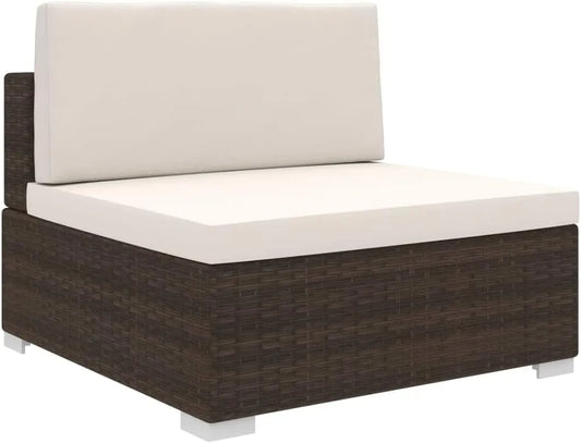 Sofa: z poduszkami, z technorattanu, brązowy