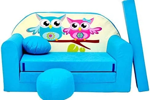 Sofa – z poduszkami, 168 × 98 × 60 cm, niebieski