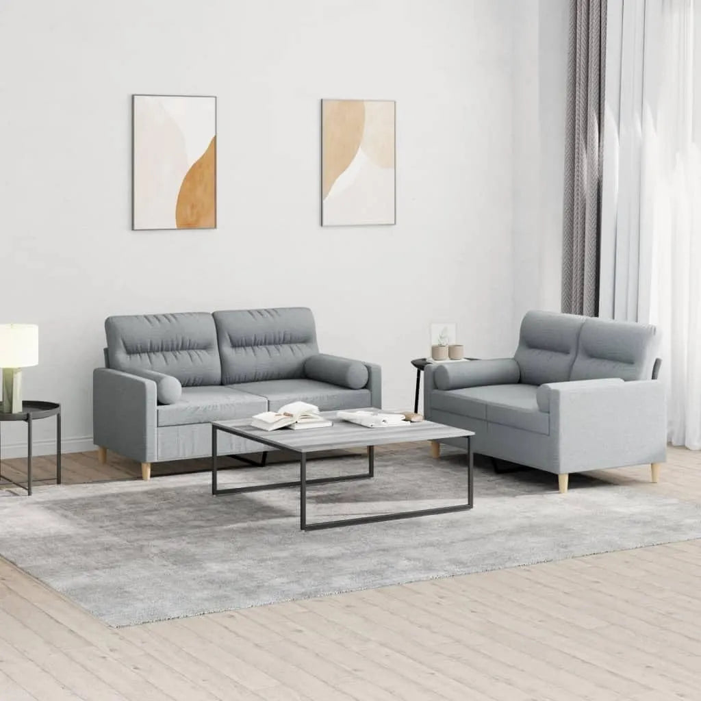 Sofa — z poduszkami, z metalu, tapicerka materiałowa