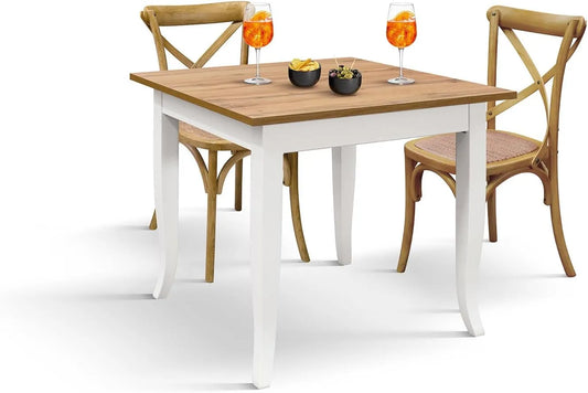 DESIGN Stały stół stokrotki: 80 × 80 × 74 cm, biały