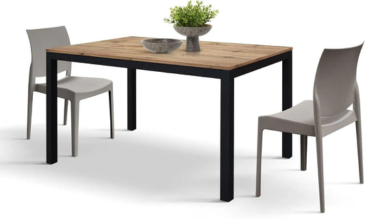 DESIGN Stół rozkładany Elena — id_2090, 160 × 90 × 75, czarny, z metalu