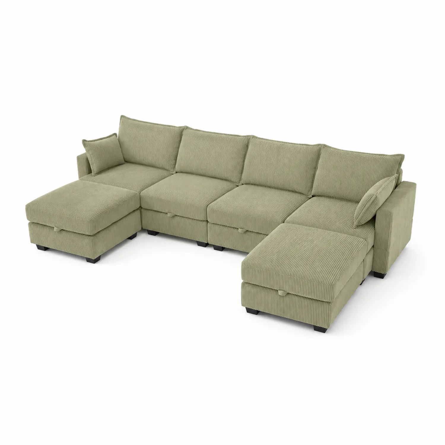 Sofa modułowa narożna sztruksowa Zielona