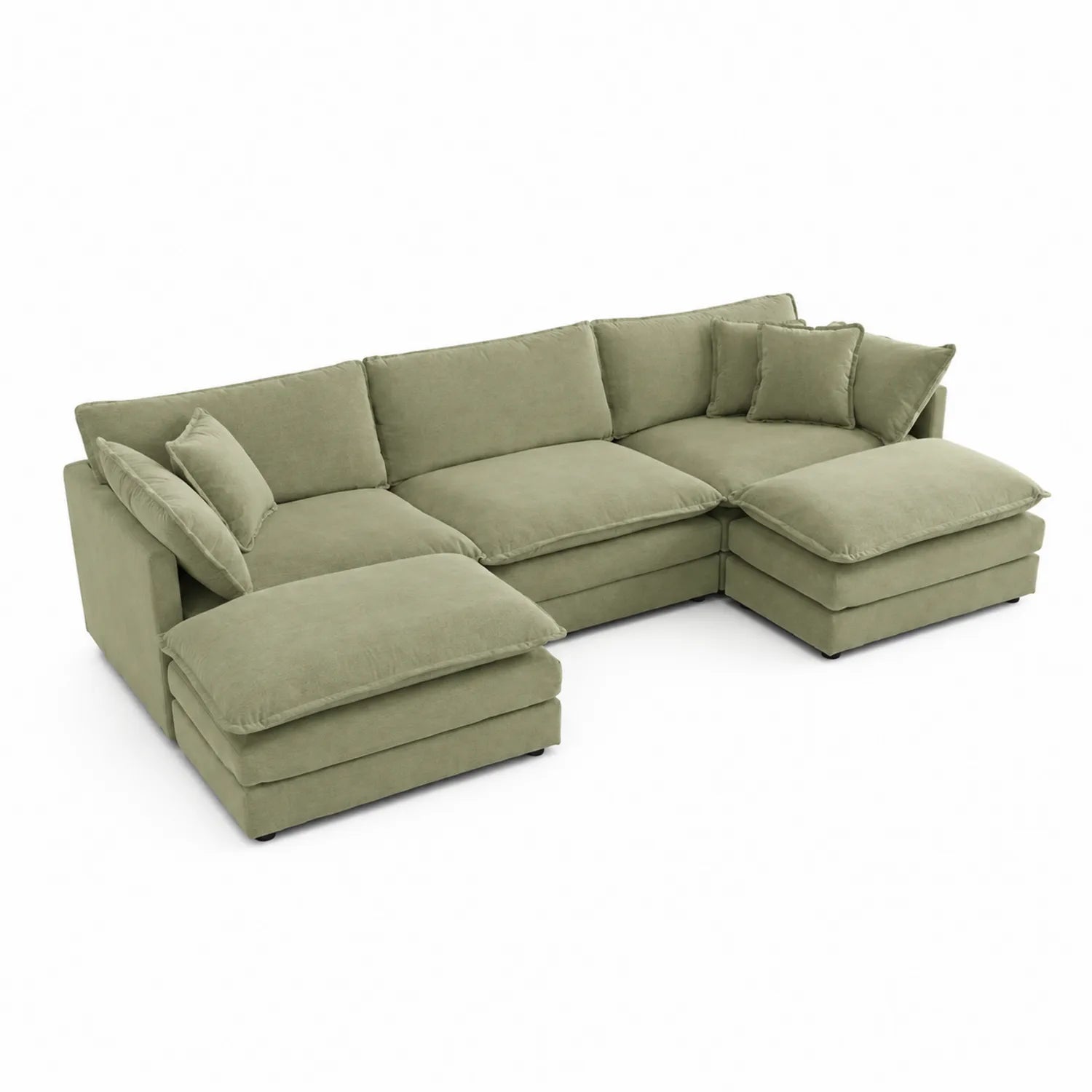 Sofa narożna modułowa zielona z bawełny 280x220 cm