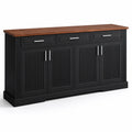 Bufet z drewna i MDF 180x45x90 cm Czarny z Blatem Dębowym