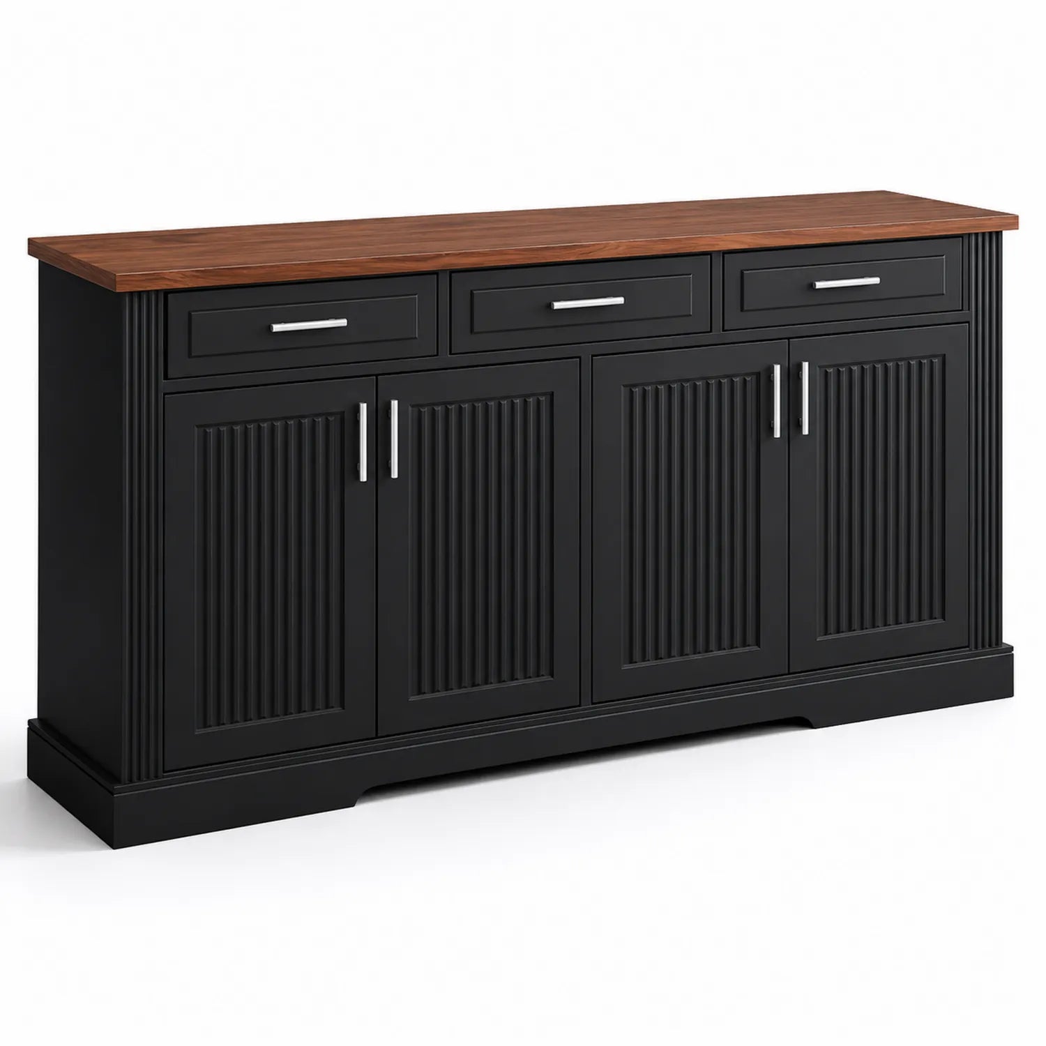 Bufet z drewna i MDF 180x45x90 cm Czarny z Blatem Dębowym