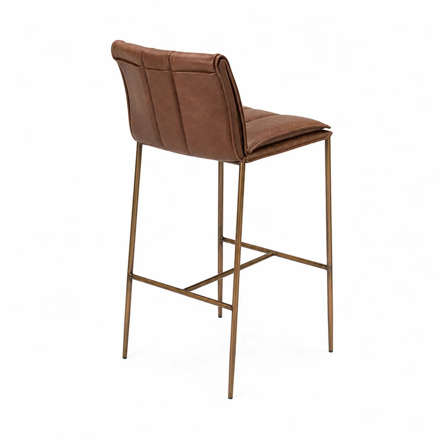 Hoker barowy skórzany z metalowym stelażem 110x50x55 cm Brązowy