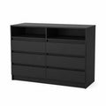 Komoda z MDF z 6 szufladami i 2 półkami w kolorze czarnym 80x120x40 cm
