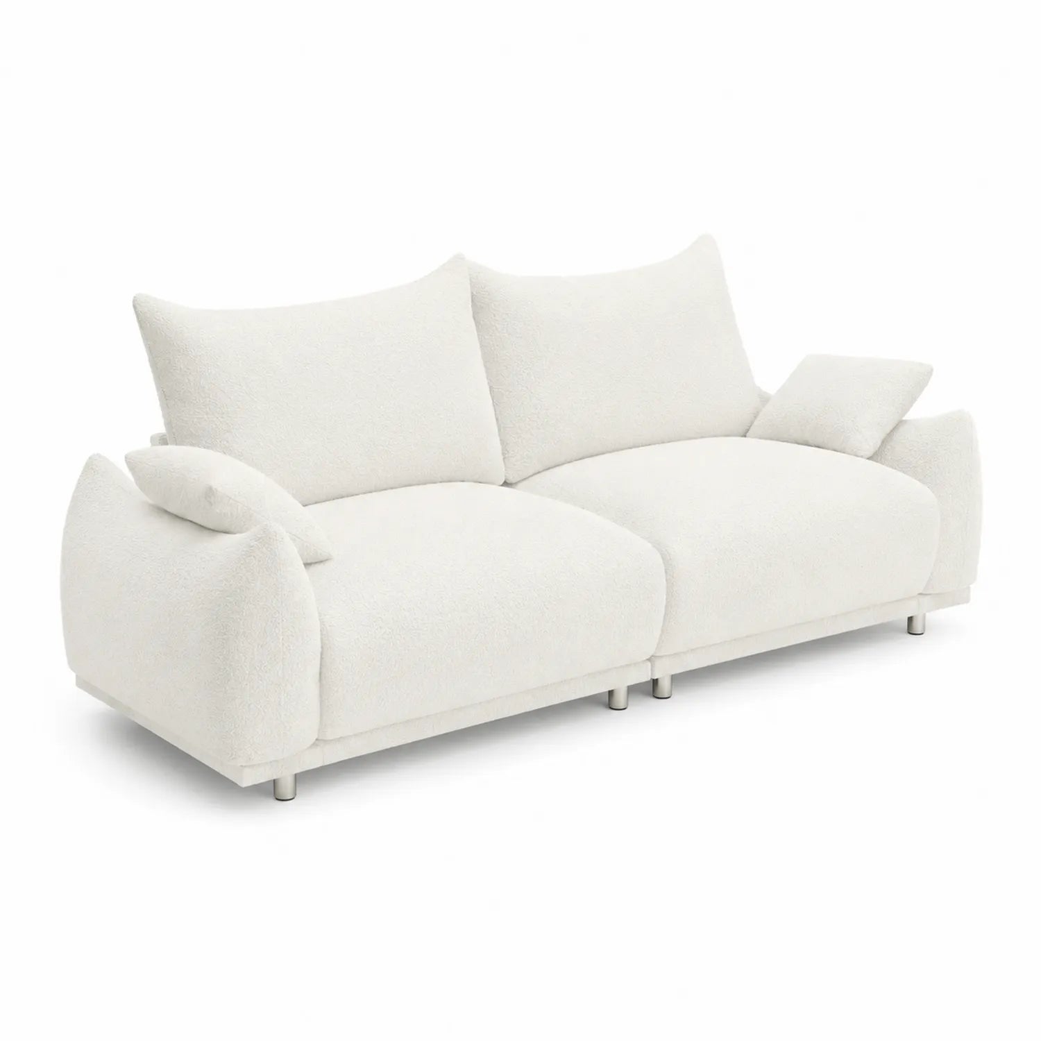 Sofa trzyosobowa z tkaniny Boucle Biała 210x90x85cm