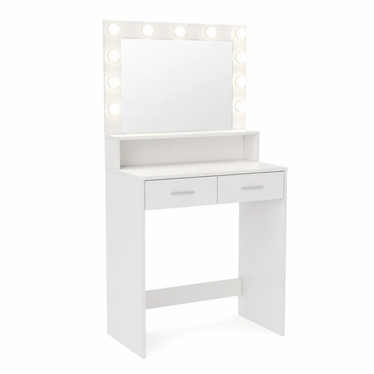Toaletka z lustrem LED biała MDF